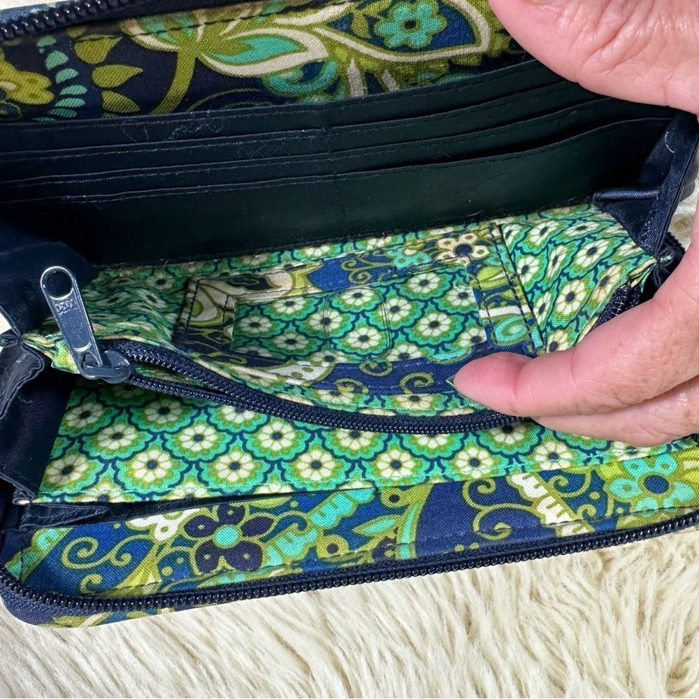 Vera Bradley Blue and Green Patterned Wallet - Picture 7 of 8